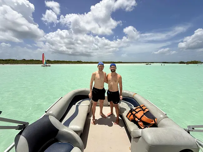Andy & Trai on Bacalar Lagoon Boat Tour
