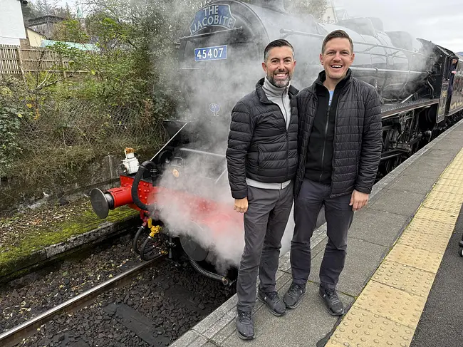 Trai & Andy in front of The Jacobite steam engine