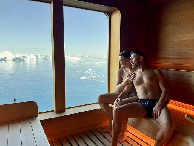 Andy & Trai enjoying The Spa on Seabourn Pursuit