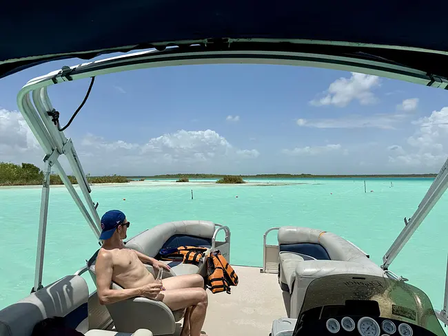Andy on the Bacalar Lagoon Boat Tour