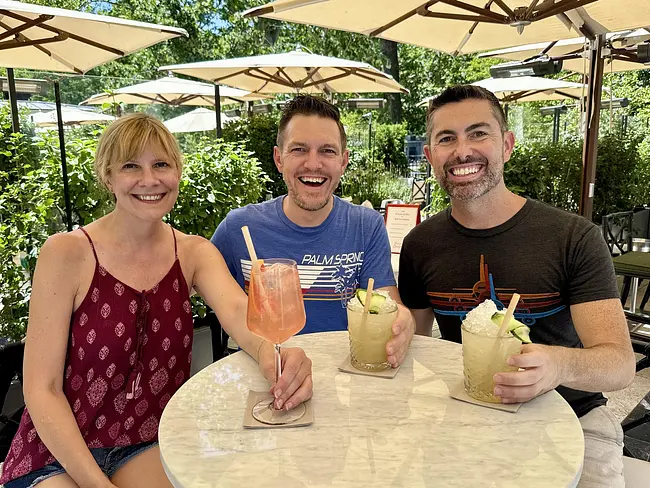 Andy & Trai enjoying cocktails at the Mandarin Oriental Ritz