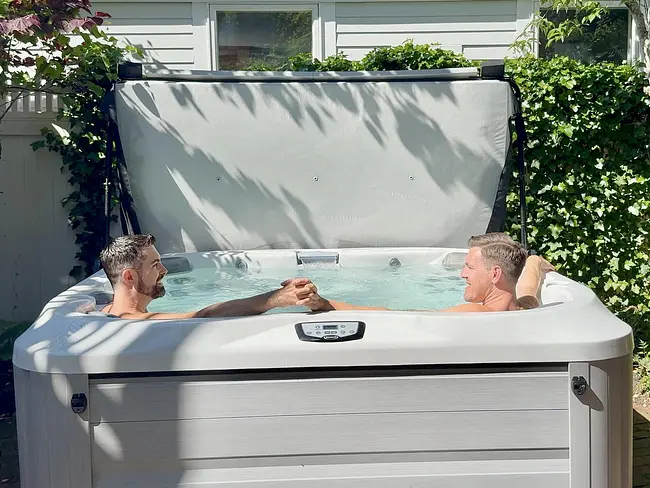Trai & Andy enjoying the Clothing Optional Hot Tub