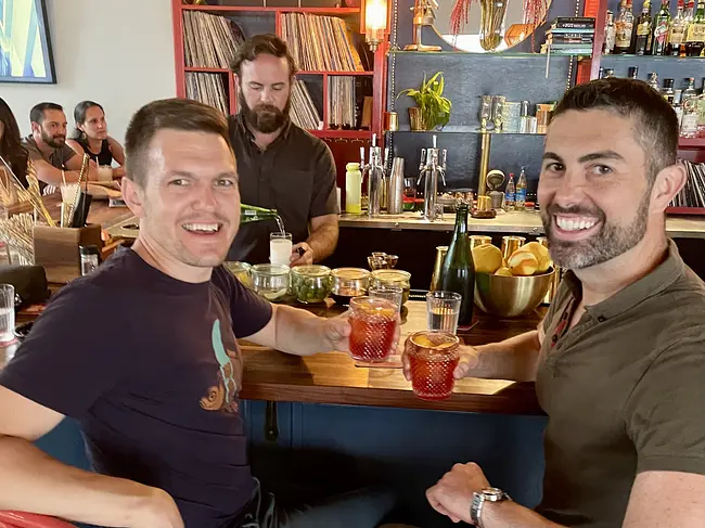 Andy & Trai at Savoy Society - Negroni time!