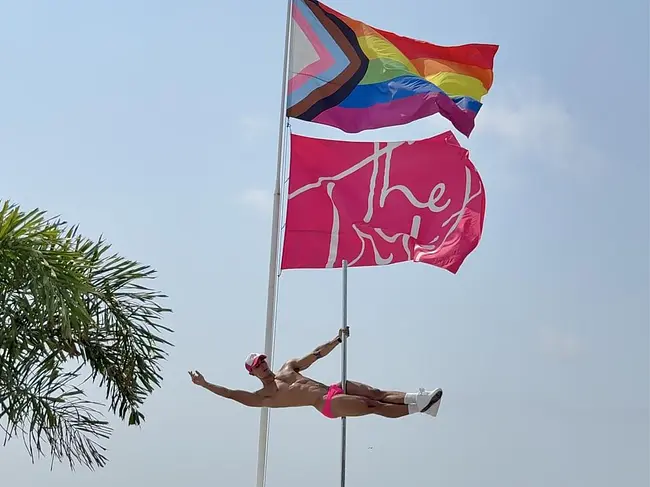Tryst Pole Dancer at the Rooftop Pool