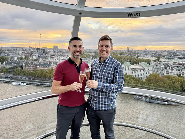 Trai & Andy aboard The London Eye Champagne Experience