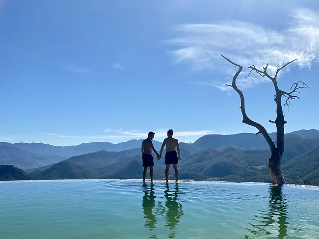 Andy & Trai at Hierve El Agua Mineral Pool