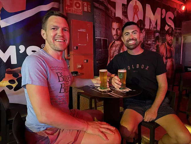 Andy & Trai at Tom's Bar